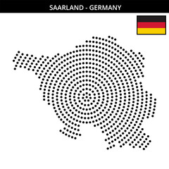 Fototapeta premium Big circular dotted map of saarland in Germany