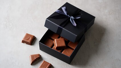 Milk Chocolate Gift Box Elegant Treat Black Ribbon