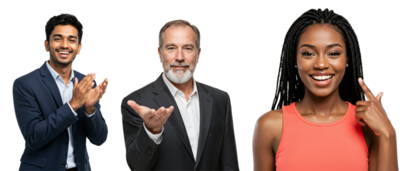 Diverse Group of Adults Celebrating in Formal Attire on transparent background