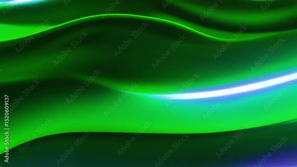 Poster abstract green waves: dynamic light and shadow play