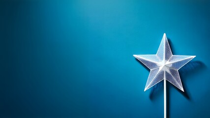 Fototapeta premium A shimmering star wand on blue, perfect for fairy tales, fantasy, and whimsical designs.