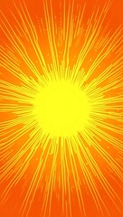 Fototapeta premium Vibrant orange and yellow sunburst background with radial halftone gradient. Comic explosion vibe, energetic pop design. Ideal for party flyers, retro ads, bold headlines.