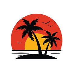 Obraz premium ropical sunset vector art on white background