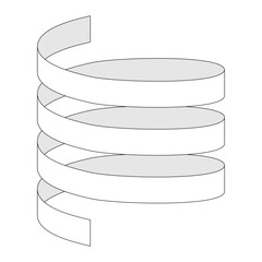 モノクロのくるくる巻いたリボンのイラスト