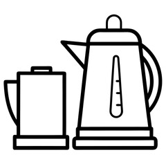 Thin Line Style Icon Illustration of an Electric Kettle for Boiling Water Suitable for Kitchen Appliances and Hot Beverage Concepts Design