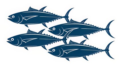 Fototapeta premium Dynamic Black Silhouette of Streamlined Tuna in Profile Pose