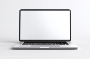Laptop computer with blank screen on white