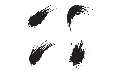 Brush line set. Vector abstract black ink grungy straight lines, circles, borders and frames.