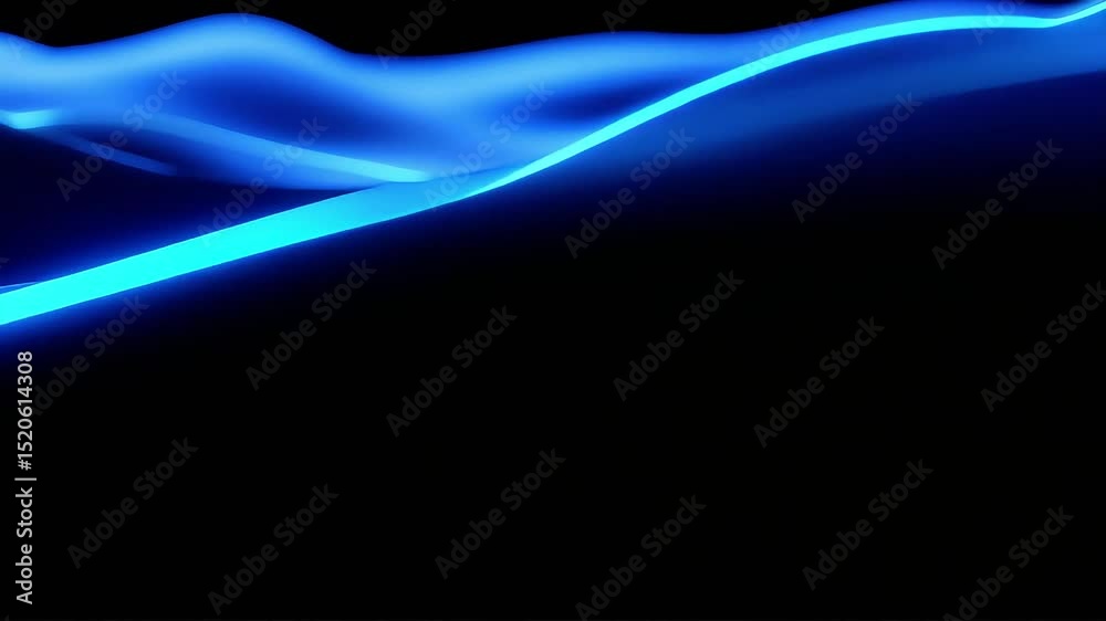 Poster abstract blue neon light waves flowing dynamically