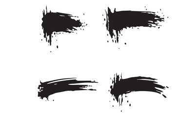 Brush line set. Vector abstract black ink grungy straight lines, circles, borders and frames.