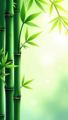 Seamless bamboo stalks, green leaves, vector background , sustainable, texture, material