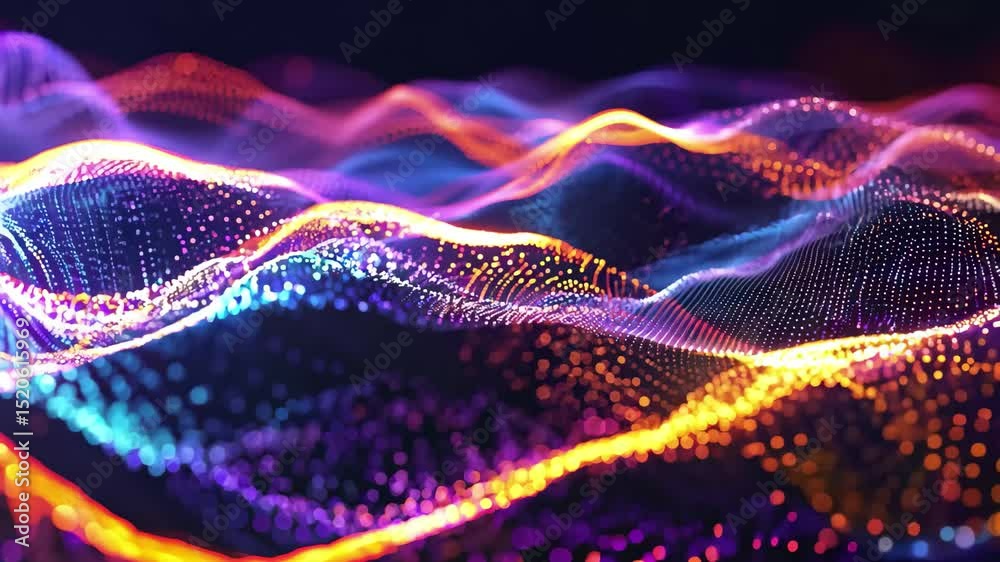 Poster abstract data wave points graph illustrating vibrant and dynamic fluctuations in a digital landscape