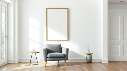 Modern minimalist living room interior design mockup
