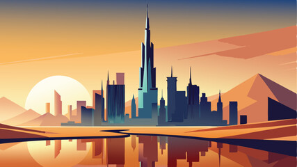 Dubai skyline cityscape architecture desert tourism travel