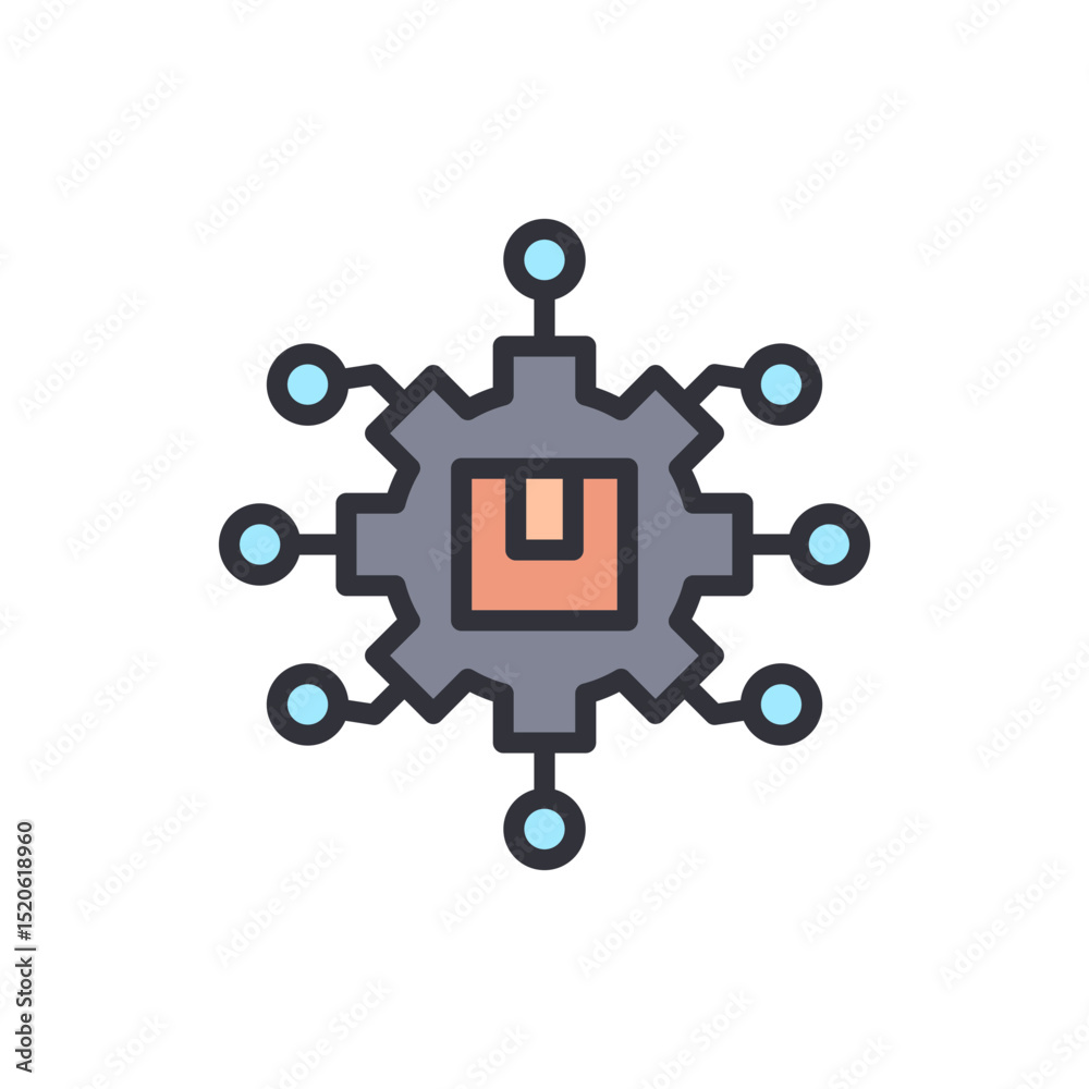Poster modern central processing unit icon with circular connection nodes