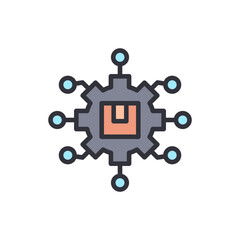 Modern Central Processing Unit Icon With Circular Connection Nodes