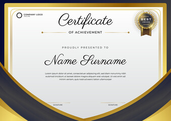 Black and gold modern certificate template