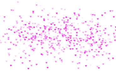Little pink hearts shapes raining on transparent background