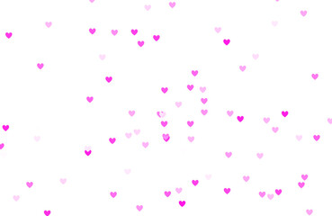 Little pink hearts shapes raining on transparent background