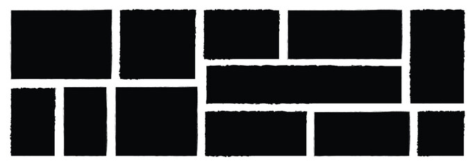 Set of vector paint brush border shapes. Grunge dirty rough frames. Paint brush grunge border frame. Vector illustrator