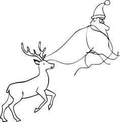 Elegant Continuous Line Drawing of a Christmas Reindeer with Antlers Perfect for Holiday Cards Decorations and Festive Season Designs with a