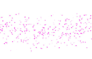 Little pink hearts shapes raining on transparent background