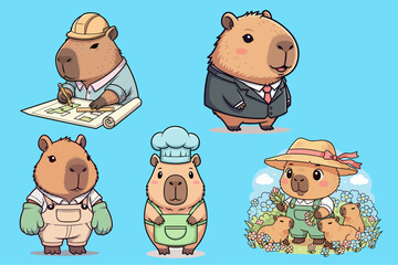 cute capybara clip art vector illustration for educational purpose
