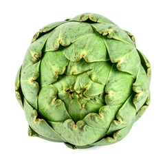 Obraz premium Artichokes on Isolated White Background – Globe Artichoke with Layered Leaves and Natural Macro Detail