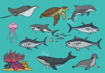 Fototapeta premium seamless pattern with fishes