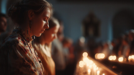 Festival St. Mary Magdalene Feast, devotees in prayer during St. Mary Magdalene Feast, Ai generated images