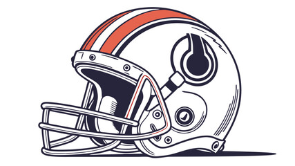 Vintage football helmet illustration with stripes and logo design for sports team branding and merchandise