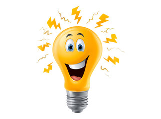 Happy lightbulb idea innovation inspiration creativity, On Transparent Background, Png