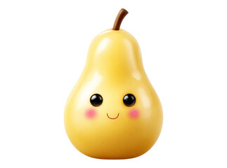 Happy yellow pear cartoon character fruit illustration, On Transparent Background, Png