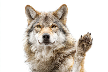 Fototapeta premium a wolf is standing up and waving