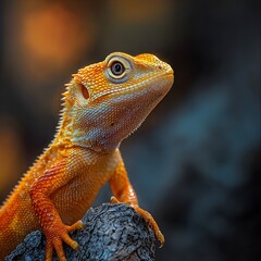 Obraz premium Colorful Lizard Portrait on Rock
