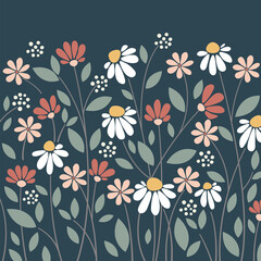 Spring flower background with beautiful. Hand drawn colourful art background design.