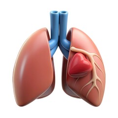 Fototapeta premium 3d model of human lungs and heart isolated on white background