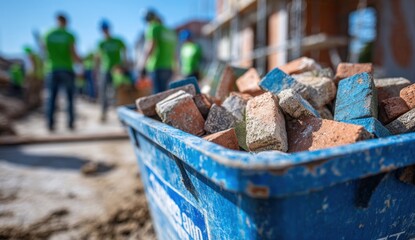 Bricks in container at construction site