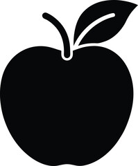 Apple silhouette vector illustration on transparent background.