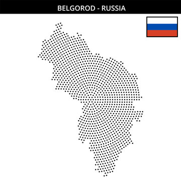 Medium circular dotted map of belgorod in Russia