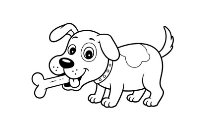 Fototapeta premium dog cartoon outline for coloring page, vector line art black and white illustration, white background 