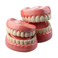 Fototapeta premium Two sets of dentures isolated on white background