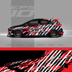 Racing car wrap design vector. Graphic abstract stripe racing background kit designs for wrap vehicle, race car, rally, adventure and livery. Full vector eps 10	
