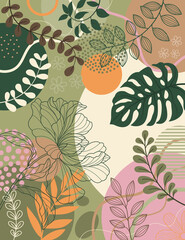 Spring flower background with beautiful. Hand drawn colourful art background design.