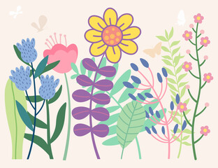 Flower and leaves  ine art drawing with beautiful
