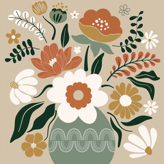 Flower and leaves  ine art drawing with beautiful
