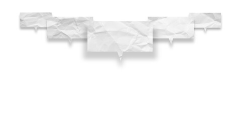 White speech bubble crumpled paper isolated on transparent background