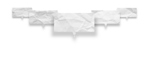 White speech bubble crumpled paper isolated on transparent background