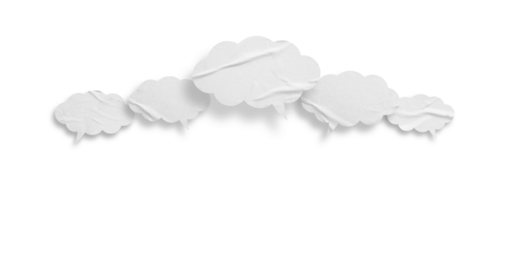 White speech bubble crumpled paper isolated on transparent background - Powered by Adobe