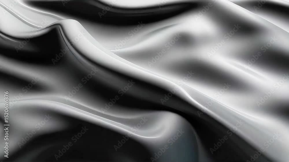 Aufkleber Abstract Gray Fabric Drape: Dynamic Waves and Shadows